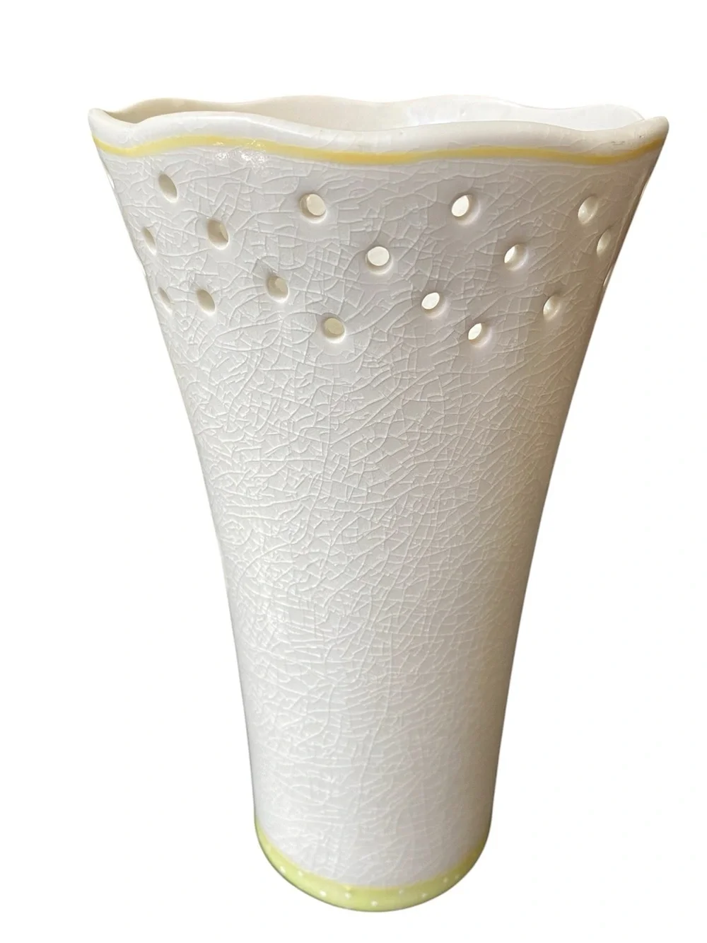 VINTAGE 80’S HALLMARK MARJOLEIN BASTIN CERAMIC CRACKLE FLORAL VASE